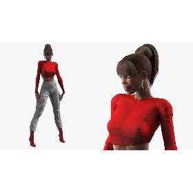 Dark Skin City Style Woman Rigged 3D model